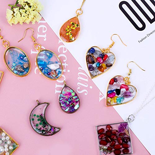 Buy now Shynek 60Pcs Hollow Frame Pendants - Resin Craft Bezels Jewelry Molds for Necklaces and Earrings Making Supplies at indiglob india