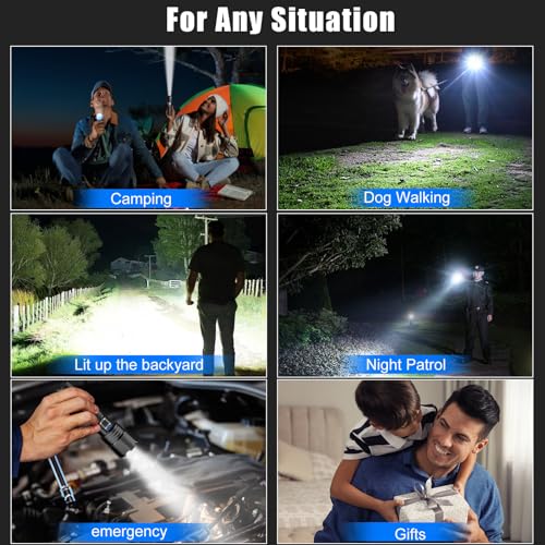 Buy now Goreit Super Bright LED Flashlight - 30W Output for 20000 Lumens & 3937ft Beam, USB-C Rechargeable with 12H Runtime, IP67 Waterproof Powerful Handheld Linternas for Home, Camping, Hiking, Emergency at indiglob india