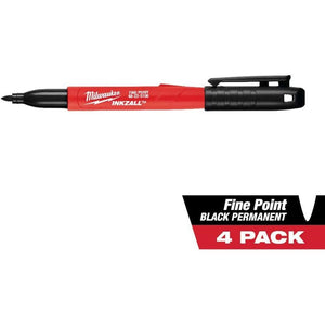 Milwaukee 48-22-3104 Inkzall Point Marker, Fine, Black, 4-Pack