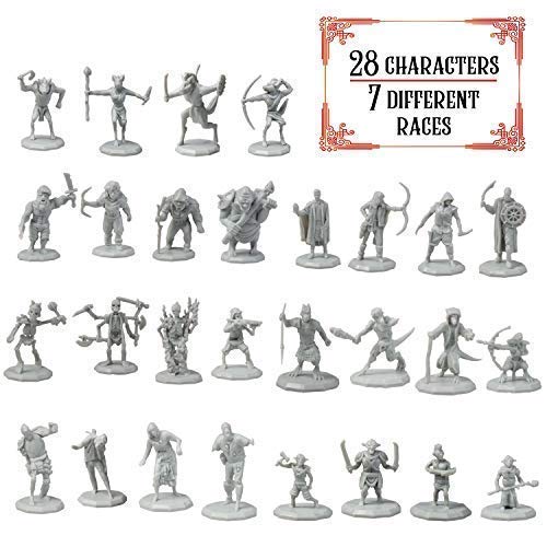 Buy now 28 Paintable Fantasy Mini Figures- All Unique Designs- 1" Hex-Sized Compatible w DND Dungeons Dragons, Pathfinder, RPG Tabletop Games- Features Goblins, Orcs, Gnolls, Skeletons & More at indiglob india