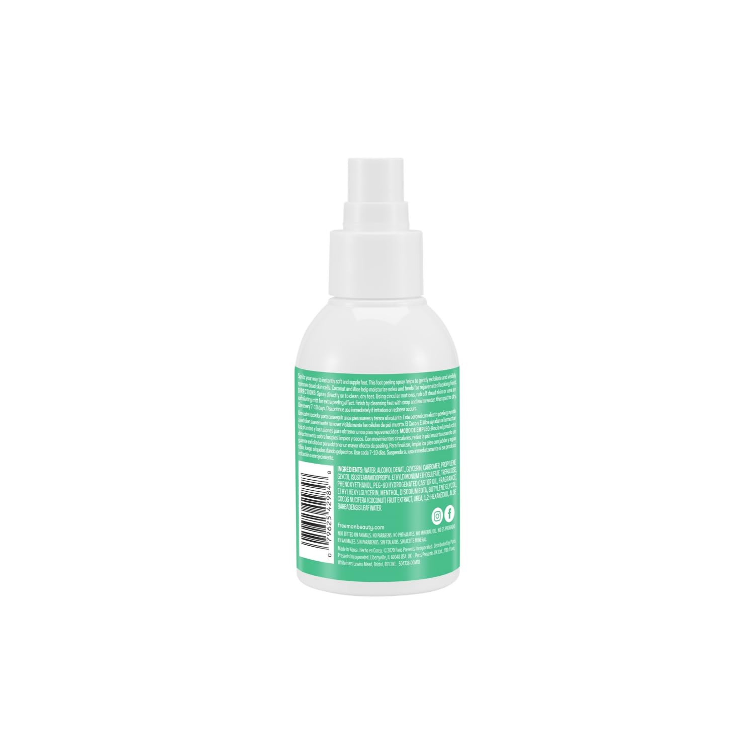 Buy now Freeman Flirty Feet Instant Foot Peeling Spray, Exfoliating Foot Mask For Summer, Moisturizing & Smooth Dry, Cracked Heels, Remove Dead Skin Quickly, Cruelty-Free & Vegan, 4 fl.oz./ 118 ml Bottle at indiglob india