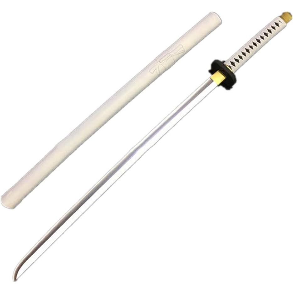 damdos Halloween Prop 40" Katanoa Weapon Cosplay Sword Roronoa Zoro PU Rubber Samourai Swords Birthdays Gifts(White)