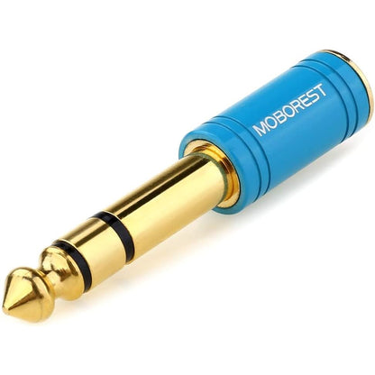 MOBOREST 1/4'' (6.35mm) Male TRS Plug to 1/8'' (3.5mm) Female Socket Stereo Audio Jack Pure Copper Adapter for Headphone, Amp, Adapte - Black 1PCS