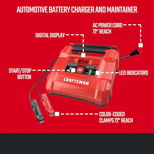 Buy now CRAFTSMAN 15A Car Battery Charger and Battery Maintainer, 4-in-1 Solution, for 6V/12V Power Sport, Automotive, and Marine Batteries, CMXCESM162 at indiglob india