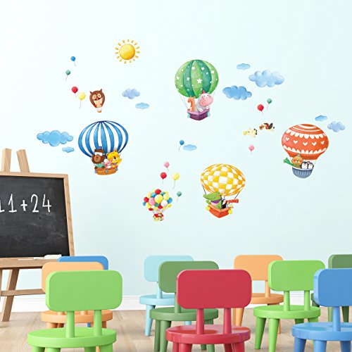 Buy now DECOWALL DA-1406B Animal Hot Air Balloons Kids Wall Stickers Wall Decals Peel and Stick Removable Wall Stickers for Kids Nursery Bedroom Living Room décor at indiglob india