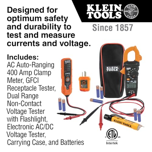 Buy now Klein Tools CL120VP Electrical Voltage Test Kit with Clamp Meter, Three Testers, Test Leads, Pouch and Batteries at indiglob india