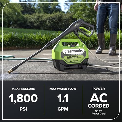 Buy now Greenworks 1800 PSI (1.1 GPM) Electric Pressure Washer PWMA Certified at indiglob india
