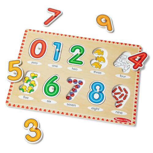 Buy now Melissa & Doug Wooden Lift & See Peg Puzzle Early Learning 2-Pack for Girls and Boys ƒ?? Alphabet, Numbers at indiglob india