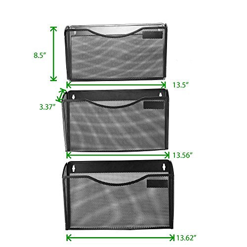 Buy now Mind Reader 3SEPWALG-BLK Wall Mounted 3 Compartment Office Supply, Document, Folder Organizer, Black at indiglob india