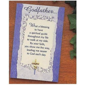 Abbey Gift Godfather Pin & Card, White, 4.0" L x 0.05" W x 7.85" H (08137)