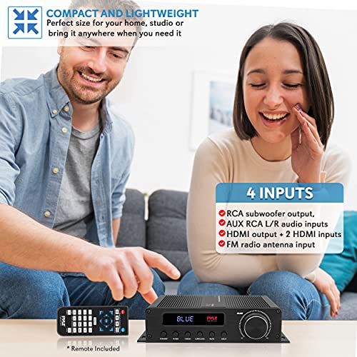 Buy now Pyle Wireless Bluetooth Home Audio Amplifier - 100W 5 Channel Home Theater Power Stereo Receiver, Surround Sound w/ HDMI, AUX, FM Antenna, Subwoofer Speaker Input, 12V Adapter, Black - PFA540BT at indiglob india