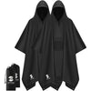 SaphiRose Extra Thick Hooded Rain Poncho Double Layer Waterproof Raincoat Jacket for Men Women Adults - Black 2 Pack