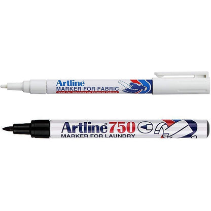 Artline Black Laundry Marker and White Fabric Marker (Twin Pack)