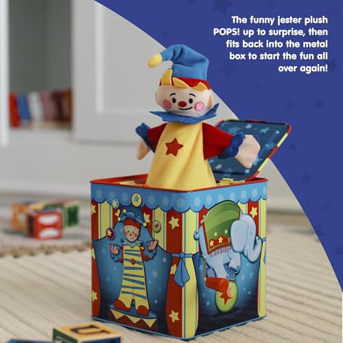 Buy now Schylling Silly Circus Jack in the Box - Classic Children's Musical Toy - Colorful Embossed Tin Box and Friendly Plush - Age 18 months and Up at indiglob india