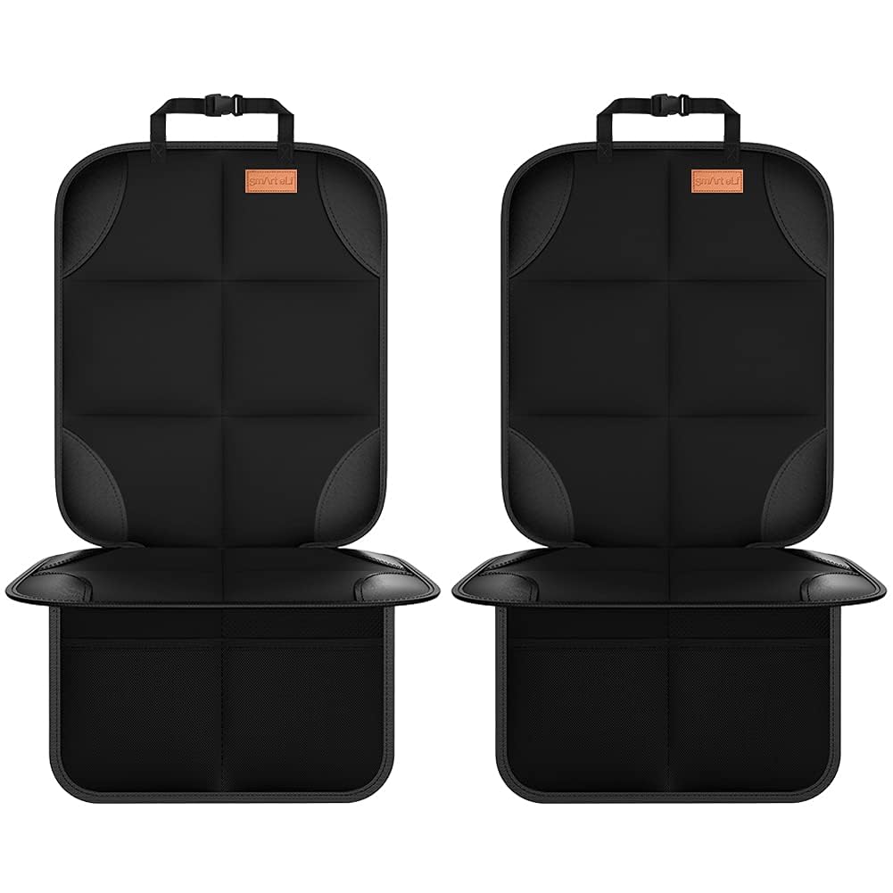 Buy now SMART ELF Car Seat Protector, 2Pack Seat Protector Protect Child Seats with Thickest Padding and Non-Slip Backing Mesh Pockets for Baby and Pet,Sedan SUV Truck (Black) at indiglob india