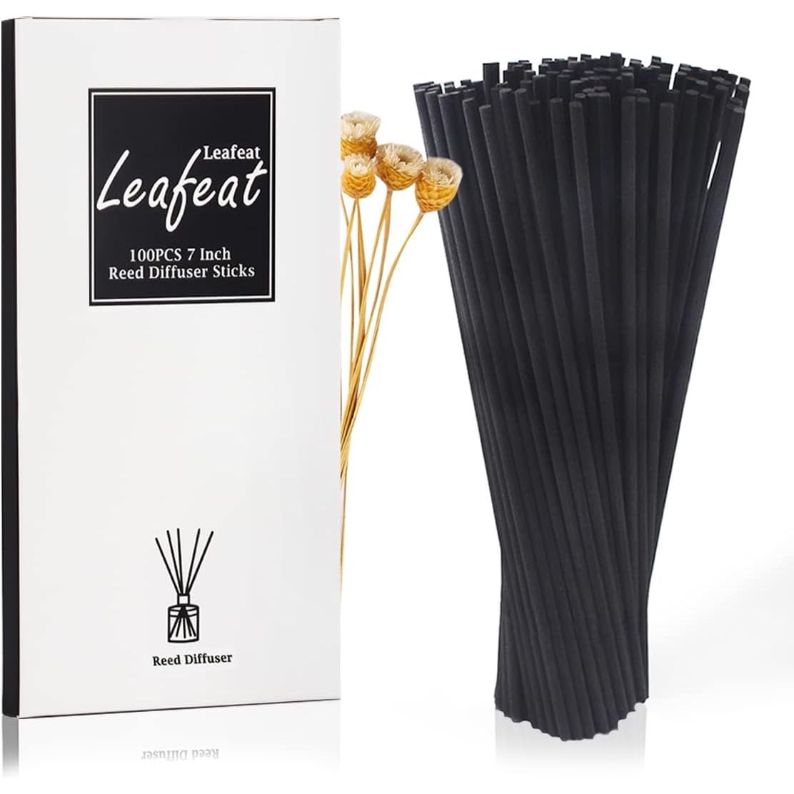 100PCS Reed Diffuser,7 Inch Aromatherapy Diffuser Black Fiber Sticks-Black Reed Diffuser Sticks for Home Office Spa and Bedroom
