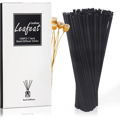 100PCS Reed Diffuser,7 Inch Aromatherapy Diffuser Black Fiber Sticks-Black Reed Diffuser Sticks for Home Office Spa and Bedroom