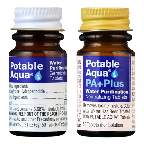 Buy now Potable Aqua Water Purification Tablets With PA Plus - Two 50 count Bottles at indiglob india