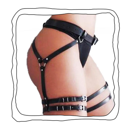 Leg Harness Leather Belt Chain Body Harness Belt Waist Body Chain Party Rave Accessories for Women(style 1)