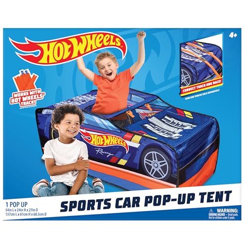 Buy now Hot Wheelsƒ?› Pop Up Play Tent, Playhouse for Boys, Race Car Tent with Connections for Hot Wheels Tracks, Indoor Playspace with Roll-Up Door & Roof Opening, Easy Setup, Folds Flat for Storage at indiglob india