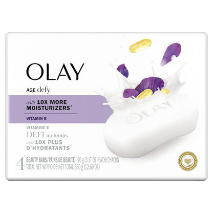 Olay Age Defying Bar Soap with Vitamin E and Vitamin B3 Complex Beauty Bars 3.17 oz, 4 count