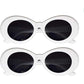 White Retro Oval Mod Thick Frame Sunglasses Round Lens Clout Glasses Goggles