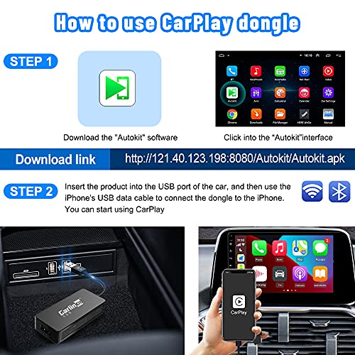 Buy now CarlinKit Wired CarPlay Dongle Android Auto for Car Radio with Android System Version 4.4.2 and Above, Install The AutoKit App in The Car System, Dongle Connect The Car's AutoKit App to get CarPlay at indiglob india