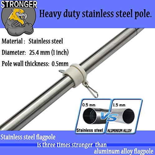 Buy now 6 FT Flag Pole Kit,Stainless Steel Heavy Duty Flagpole and White Flagpole Mounting Bracket Rustproof for Outdoor Garden Roof Walls Yard Truck at indiglob india