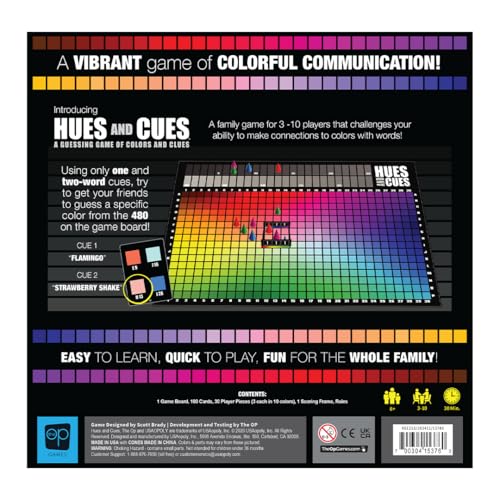 Buy now HUES and CUES - Vibrant Color Guessing Board Game for 3-10 Players Ages 8+, Connect Clues and Guess from 480 Color Squares at indiglob india