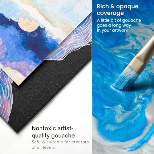 Buy now ARTEZA Gouache Paint, Set of 24, 12ml/0.4 US fl oz Gouache Paint Tubes, Gouache Set for Adults and Students at indiglob india