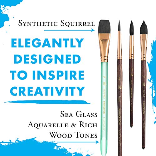 Buy now Princeton Artist Brush Neptune Series 4750 - 4-Piece Synthetic Squirrel Watercolor Paint Brush Set- Includes Aquarelle ??ƒ?� Oval Wash ?« & 2 Round Brushes Sizes 4 & 12 at indiglob india