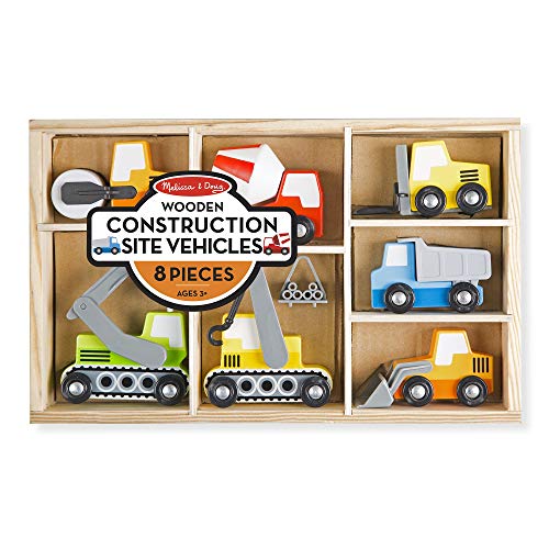 Buy now Melissa & Doug Wooden Construction Site Vehicles with Wooden Storage Tray (8 pcs) at indiglob india