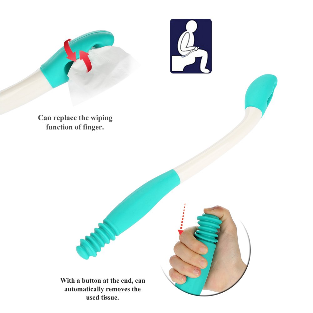 Buy now Bottom Bum Wiper, 15.7" Long Handle Toilet Aids Tools, Reach Comfort Bottom Wiper Holder Toilet Paper Tissue Grip Self Wipe Aid Helper Pre-Moistened Wipes at indiglob india