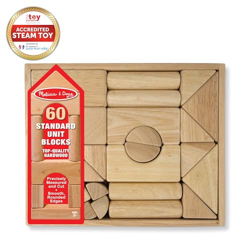 Buy now Melissa & Doug Standard Unit Solid-Wood Building Blocks With Wooden Storage Tray (60 pcs) at indiglob india