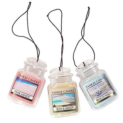 Buy now Yankee Candle Hanging Car Jar Ultimate 3-Pack Air Fresheners Neutralizes Odors Up to 30 Days Includes: Beach Walk Pink Sands and Sun and Sand (Pack of 3) at indiglob india