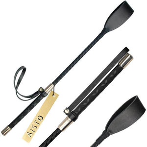 18 inch Riding Crop for Horses, Horse Whip with Double Slapper, Leather Equestrian Jump Bat, Black,Purple - My Store