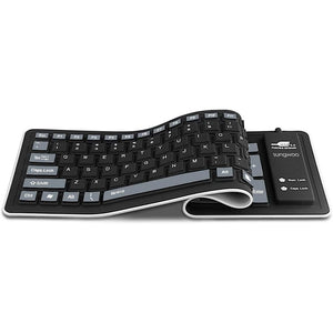 sungwoo Foldable Silicone Keyboard USB Wired Waterproof Rollup Keyboard for PC Notebook Laptop (Black+Grey)