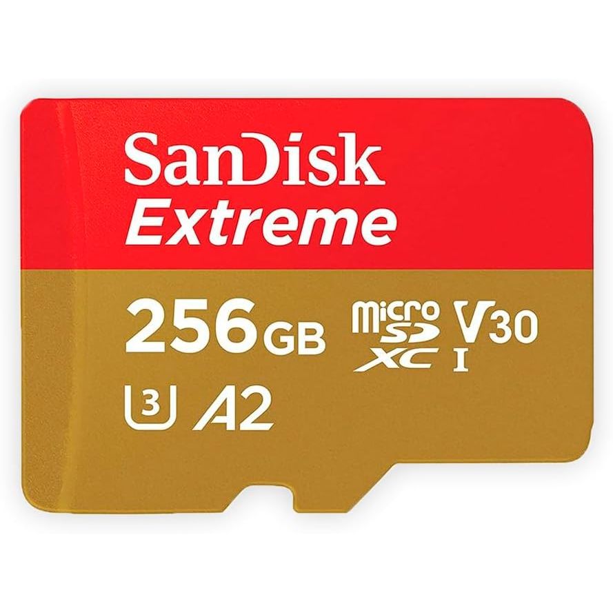 SanDisk 256GB Extreme MicroSDXC UHS-I Memory Card - C10, U3, V30, 4K, A2, Micro SD - SDSQXA1-256G-GN6MN