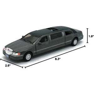 KiNSMART 1999 Lincoln Town Car Black Stretch Limousine 7Inch 1:38 Scale Die Cast Metal Model Limo Toy