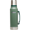 Stanley Heritage Classic Vacuum Bottle with Handle 1.1 qt | Wide Mouth with Leakproof Cup Lid | Keep Drinks Hot or Cold for Travel | Insulated Stainless Steel Thermos | BPA-Free | Hammertone Green - Hammertone Green