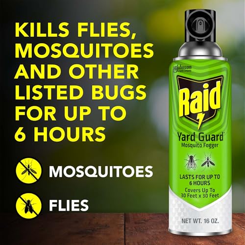Buy now Raid Outdoor Yard Guard Mosquito Fogger, Area Insect Repellent, Kills On Contact, Control Mosquitoes up to 6 Hours, Covers up to 30 sq ft, Fast-Acting Yard and Garden Treatment, 16 oz at indiglob india