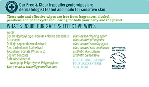 Buy now Seventh Generation Free & Clear Baby Wipes Refill Unscented and Sensitive Gentle as Water 64 count Pack of 12 (768 Total) at indiglob india