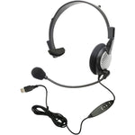 Andrea Communications NC-181VM USB On-Ear Monaural Computer Headset with Noise-canceling Microphone, in-line Volume/Mute Controls, and Built-in External Sound Card and USB Plug, Black, Grey, Silver - My Store