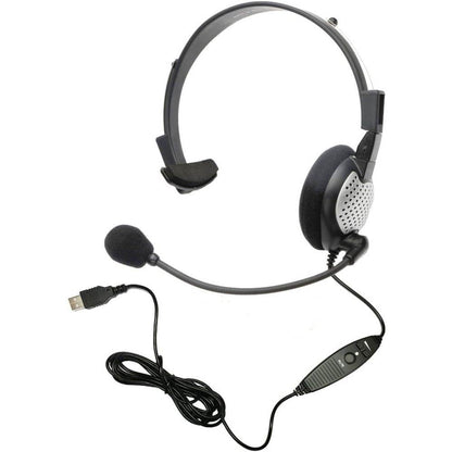 Andrea Communications NC-181VM USB On-Ear Monaural Computer Headset with Noise-canceling Microphone, in-line Volume/Mute Controls, and Built-in External Sound Card and USB Plug, Black, Grey, Silver - My Store