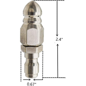 Pressure Washer Sewer Jetter Nozzle with Stainless Steel, Mini Compact Durable Sewer Jet Nozzle,Pressure Drain Jetter Hose Nozzle,1/4'' Quickly Connector, 5000 PSI (1 set)