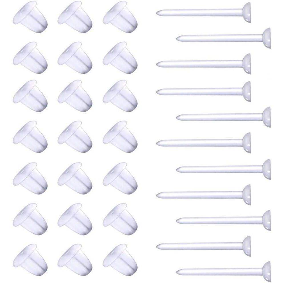 100Pairs Clear Silicone Earring Posts and Backs Kits Invisible Earrings Ear Sticks Earrings Piercing Retainers DIY Supplies for Ear Spacers Piercing Jewelry - My Store