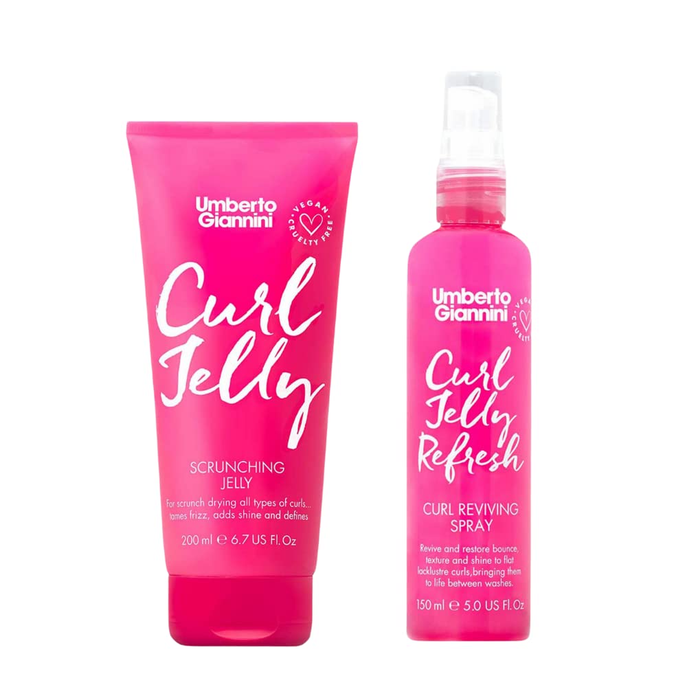 Buy now Umberto Giannini Curl Jelly Scrunching Jelly 6.7 fl Oz - Frizz Solution Defining Hair Gel for 2a-4c Curly, Wavy, Coily Hair - Vegan & Cruelty-Free Curl Jelly Gel & Refresh Spray at indiglob india