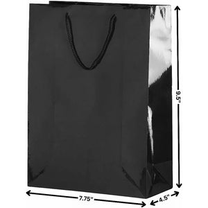 Vibrant Solid Glossy Medium Bag - 9.5"H x 7.75"W x 4.5" (1 Pc.) - Sturdy, Eye-Catching & Eco-Friendly - Ideal for Events, Celebrations & Gifting, Black