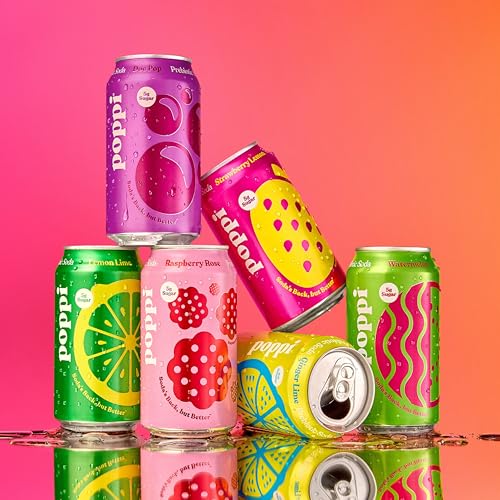 Buy now Poppi Sparkling Prebiotic Soda Beverage with Apple Cider Vinegar, Seltzer Water and Fruit Juice, The Classics Variety Pack, 12 Fl Oz, Pack of 12, Packaging May Vary at indiglob india