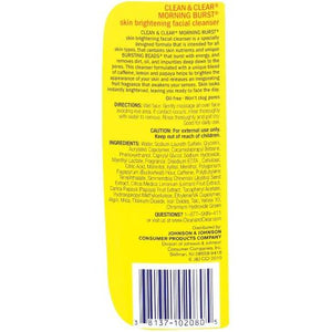 Clean & Clear Morning Burst Skin Brightening Facial Cleanser with Caffeine, Lemon & Papaya, Gentle Daily Citrus Face Wash for All Skin Types, Oil-Free & Non-Comedogenic, 8 fl. oz